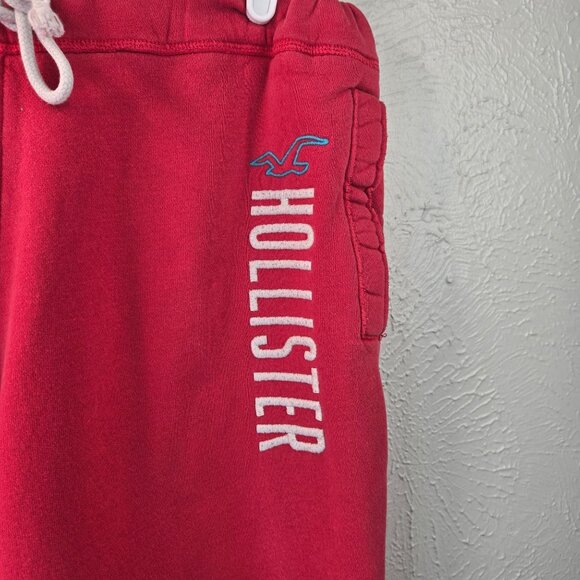 Hollister Y2K Sweatpants Mens Medium Red Embroidered Pull On Lounge Straight Leg - Picture 6 of 12